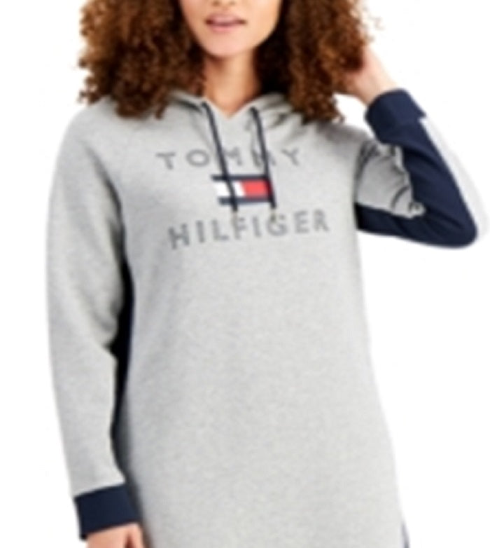 Tommy Hilfiger Women's Logo Hoodie Dress Gray Size X-Large