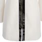 Anne Klein Women's Faux Leather Trim Jacket White Size Medium