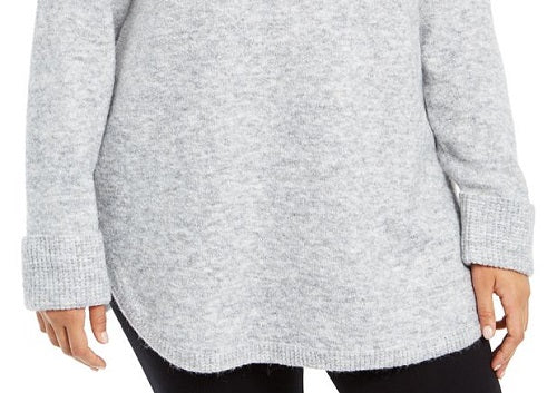 Style & Co Women's Plus Waffle Knit Trim Cowlneck Sweater Gray Size 0X