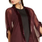 INC International Concepts Women's  Velvet-Border Kimono Wrap Purple Size Regular