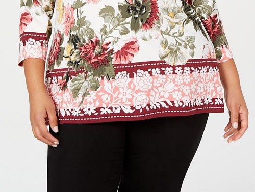 Charter Club Women's Plus V Neck Garden Top White Size 0X