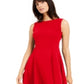 Calvin Klein Women's Illusion Trim Fit Flare Dress Red Size 14