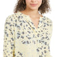 Charter Club Women's Maria Floral Print Blouse Yellow Size X-Small