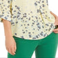 Charter Club Women's Maria Floral Print Blouse Yellow Size X-Small