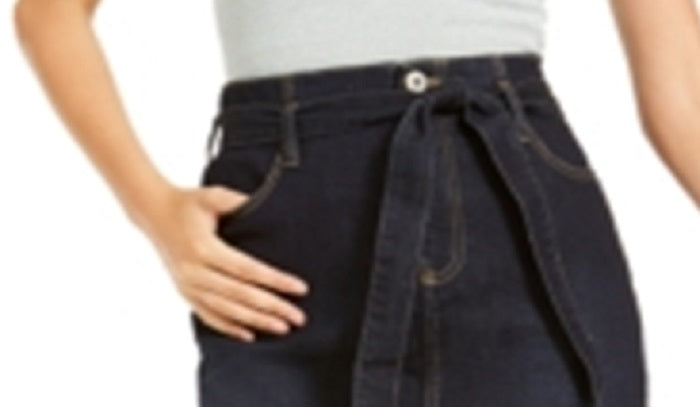 INC International Concepts Women's Curvy Paperbag Jean Skirt Blue Size 2