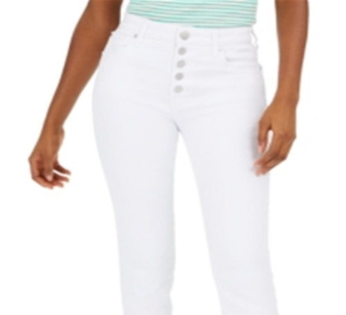 Greene St. Denim Women's Button-Fly Straight-Leg Jeans White Size 31