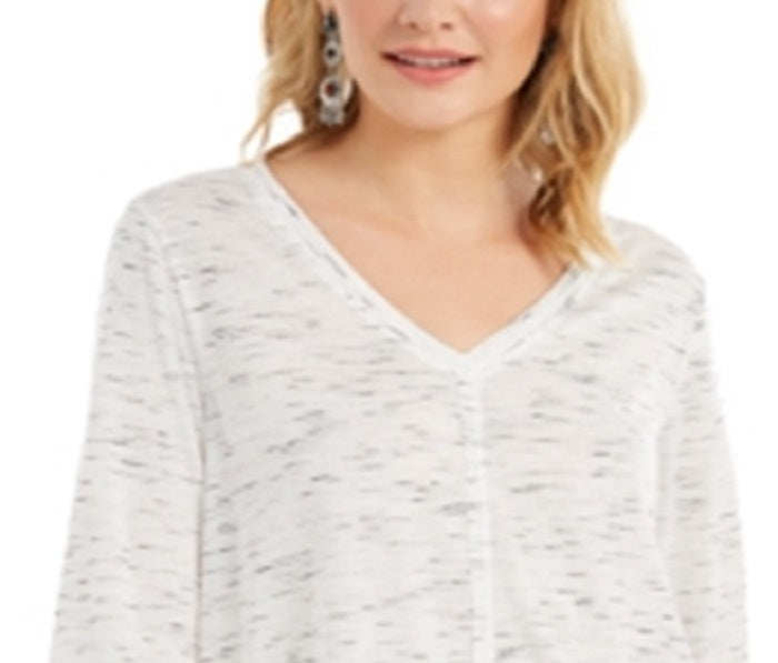 Style & Co Women's V Neck Top White Size X-Large