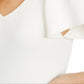 INC Internatioonal Concepts Women's V-Neck Flutter-Sleeve Sweater White Size S