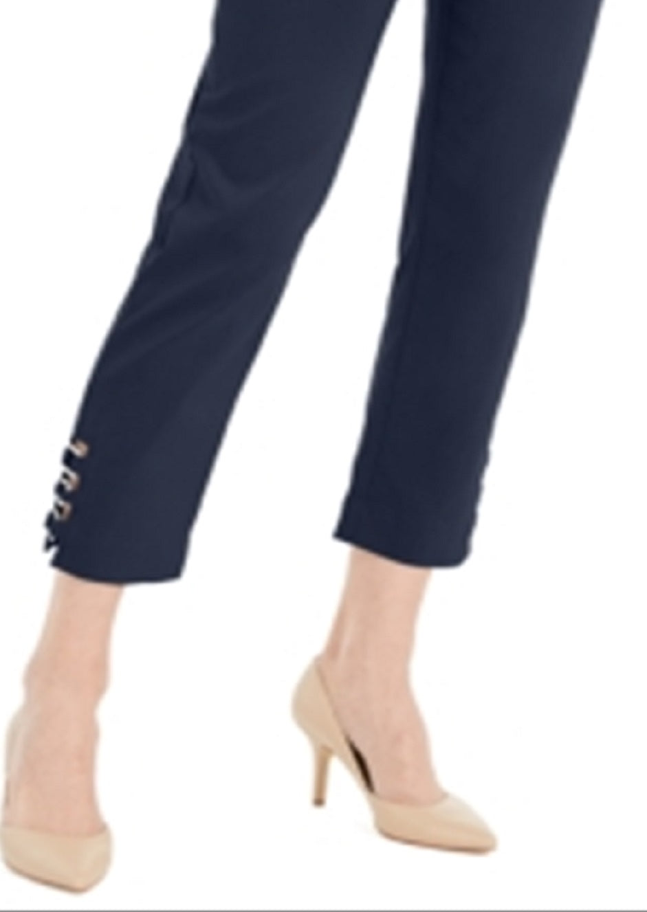 JM Collection Women's Tummy Control Hardware Trim Ankle Pants Blue Size X-Small