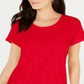 Style & Co Women's Cotton Crew Neck T-Shirt Red Size Large
