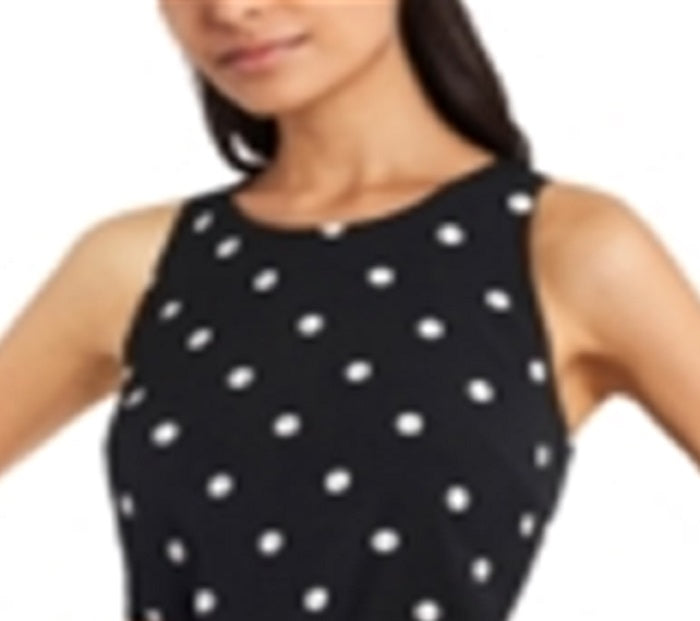 Riley & Rae Mini Dede Dot-Print Ruffle-Hem Dress Black Size 12