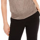 BCX Junior's Lattice Sleeve Top Brown Size Medium
