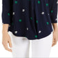 Charter Club Petite Printed Top Blue Size PL
