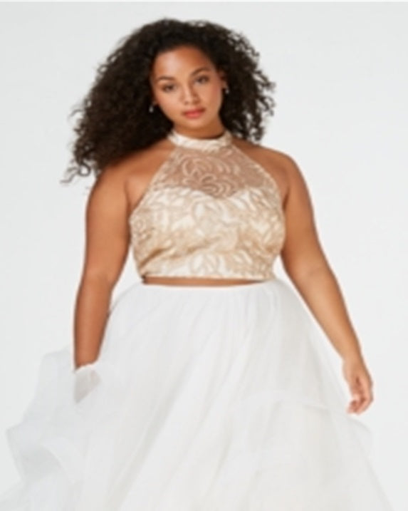 Say Yes to the Prom Women's Crop Top Prom Top Plus Brown Size 18W