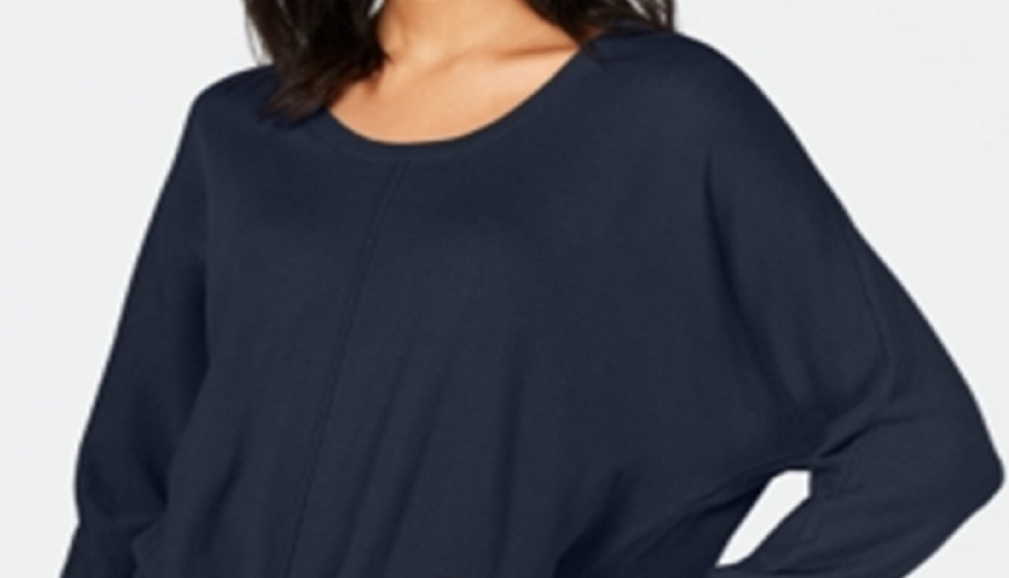 Style & Co Women's Tie Hem Sweater Blue Size S