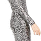 Michael Kors Women's Leopard Print Cowl Neck Back Dress Black Size 2XS