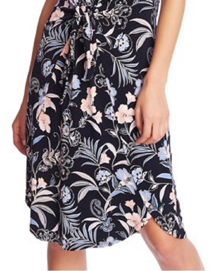 1.STATE Women's Front Tie Halter Cocktail Dress Blue