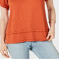 Style & Co Women's Tiered Flutter Sleeve Top Orange Size Medium