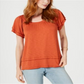 Style & Co Women's Tiered Flutter Sleeve Top Orange Size Medium