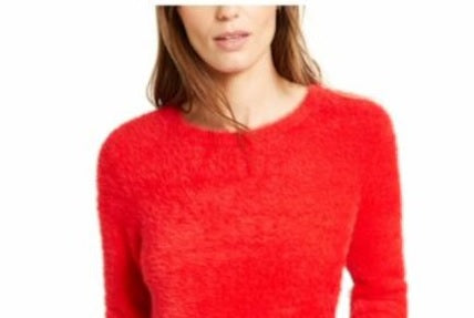 Bar III Women's Eyelash-Finish Sweater Red Size XX-Large