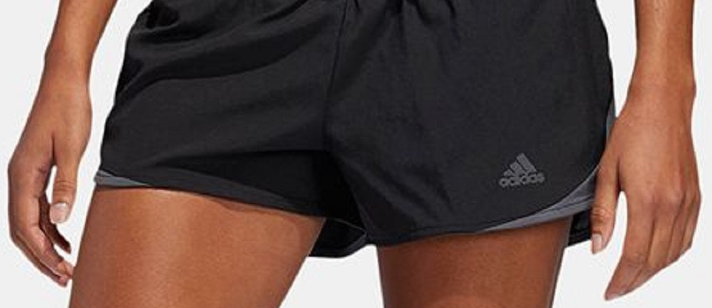 Adidas Women's Run It Climalite वर्कआउट शॉर्ट्स ब्लैक साइज़ -LX3"