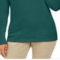 JM Collection Women Stud-Sleeve Pullover Turtleneck Sweater Green Size Small