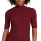 Maison Jules Women's Ribbed Mock Neck Top Red Size L
