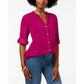 Charter Club Women's Petite Split-Neck Utility Shirt Pink Size Petite XL