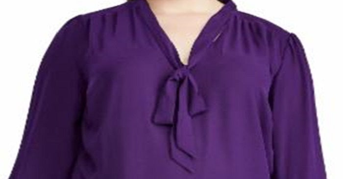 राल्फ लॉरेन वीमेंस प्लस टाई नेक जॉर्जेट टॉप पर्पल साइज़ 2XL