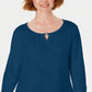 Karen Scott Women's Three Quarter Sleeve Top Blue Size Large