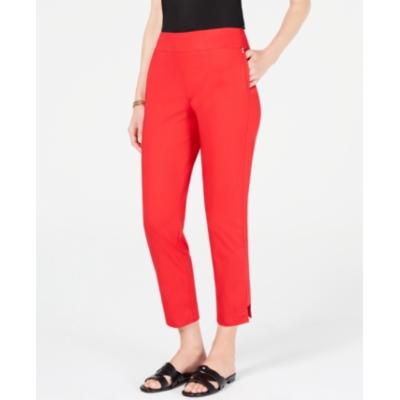 Jm Collection Women's Petite Tummy-Control Ankle Pants Red Size Petite Large