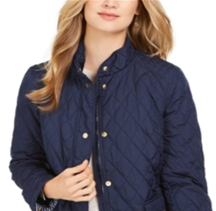 Charter Club Women's Quilted Jacket Blue Size XS