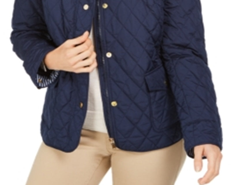 Charter Club Women's Quilted Jacket Blue Size XS