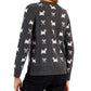 Charter Club Women's Petite Bow-Print Sweater Charcoal Heather Gray Size Petite Small