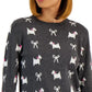 Charter Club Women's Petite Bow-Print Sweater Charcoal Heather Gray Size Petite Small