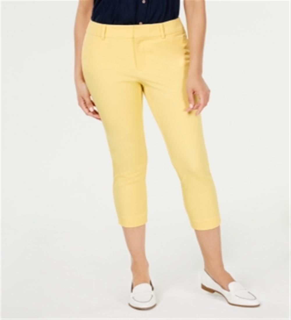 Charter Club Newport Tummy-Control Cropped Pants Citron Aura Yellow Size 8