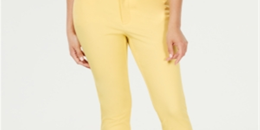 Charter Club Newport Tummy-Control Cropped Pants Citron Aura Yellow Size 8