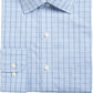 Club Room Men's Windowpane Plaid Point Collar Classic Fit Performance Stretch Dress Shirt Blue 34X35