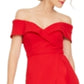 Xscape Women's Short Sleeve Off Shoulder Knee Length Hi Lo Evening Dress Red Size 6