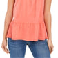 Style & Co Women's Cotton Sleeveless Peasant Top Orange Size Large