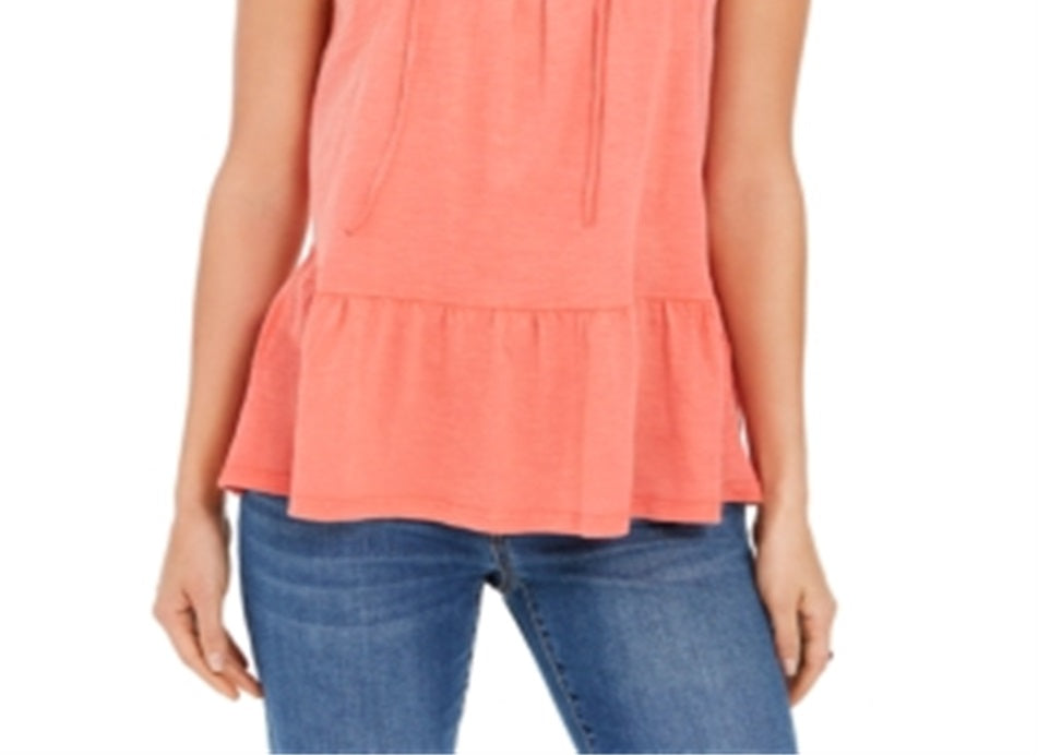 Style & Co Women's Cotton Sleeveless Peasant Top Orange Size Large