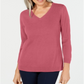 Karen Scott Women's V Neck Sweater Pink Size Medium