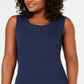 Karen Scott Women's Studded Neck Sleeveless Top Blue Size X-Large