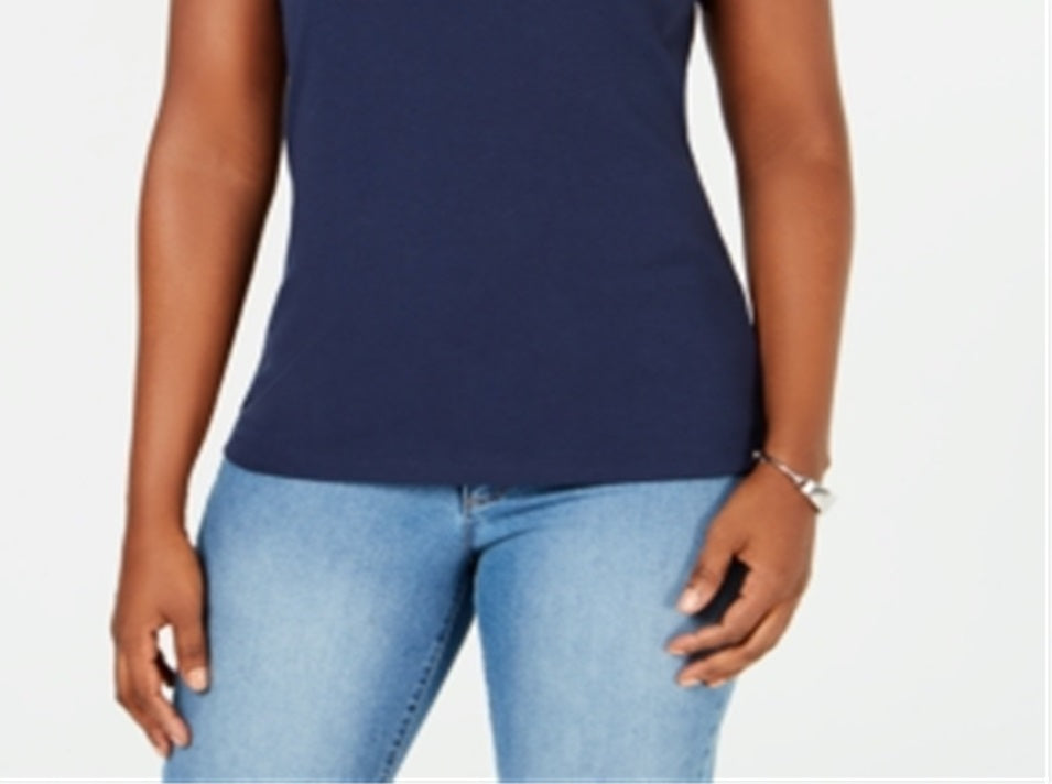 Karen Scott Women's Studded Neck Sleeveless Top Blue Size X-Large