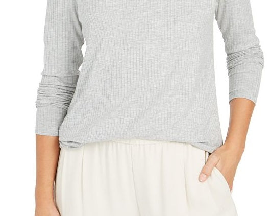 Charter Club Women's Heathered Turtleneck Gray Size Petite Small