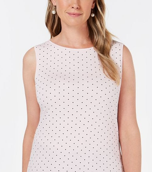 Karen Scott Women's Dotted Boat Neck Shell Top Pink Size Small