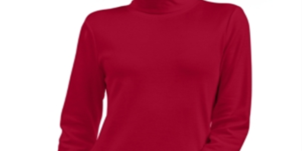 Karen Scott Petite Cotton Turtleneck Top - New Red Amore Red Size Petite S
