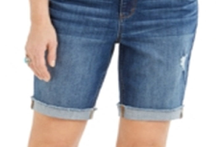 Style & Co Women's Distressed Bermuda Shorts Blue Size 4