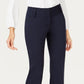 Alfani Women's Faux Leather Trim Wide Leg Trousers Blue Size 16 Petite