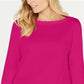 Karen Scott Women's Cotton Boat Neck 3/4 Sleeve Knit Top Purple Size XL